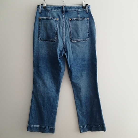 Khaite Raquel Patch Pocket Crop Flare Jeans In Vintage Blue 30 - Picture 4 of 16